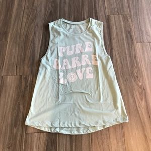 Pure Barre "Groovy Love" Tank Top | Heather Dusty Blue | Size Small | NWT